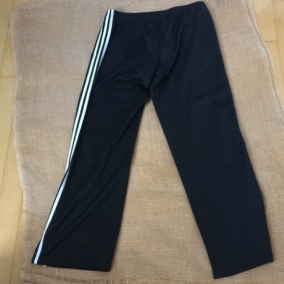 Adidas black 3 stripe white L elastic waist pants - Picture 6 of 7